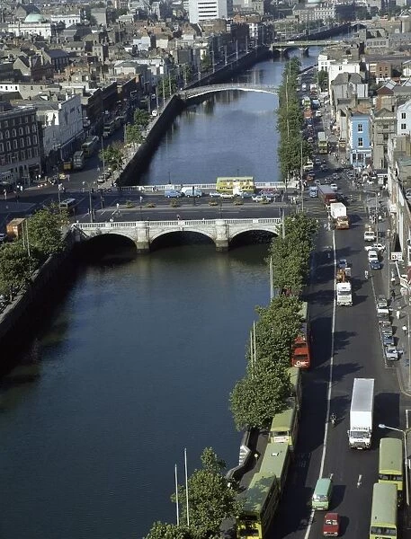 Aerial View Of The River Liffey, Dublin City, County Dublin, Ireland