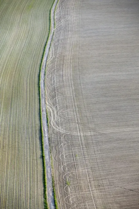 Framed Print : Aerial view, road through a field in the Elbe Sandstone Mountains, Saxony, Germany, Europe Framed Print : Aerial view, road through a field in the Elbe Sandstone Mountains, Saxony, Germany, Europe