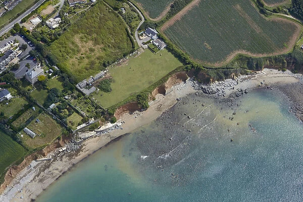 Aerial view of rugged coastline in Cornwall