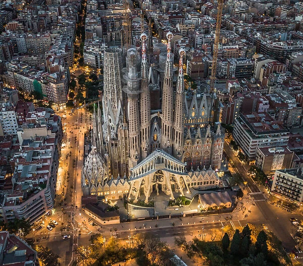 Aerial view of Sagrada Familia