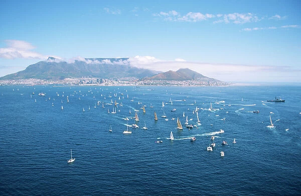 Aerial view of Sailboats - Cape to Rio Yacht Race