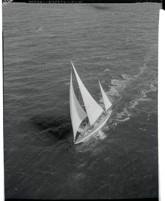 Framed Print : Aerial View of a Sailing Yacht