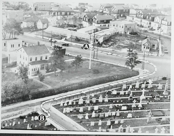Framed Print : Aerial View of Saint Raymond's Cemetery Framed Print : Aerial View of Saint Raymond's Cemetery