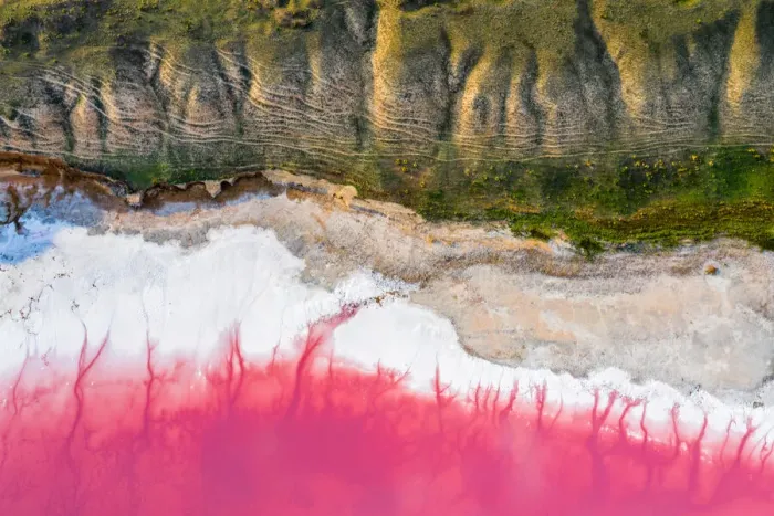 Framed Print : Aerial view of the salty pink lake. Pink Salt Lake Hutt Lagoon Framed Print : Aerial view of the salty pink lake. Pink Salt Lake Hutt Lagoon