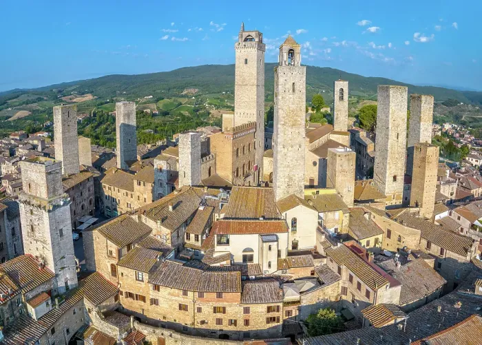 Framed Print : Aerial view of San Gimignano, Siena, Tuscany, Italy Framed Print : Aerial view of San Gimignano, Siena, Tuscany, Italy