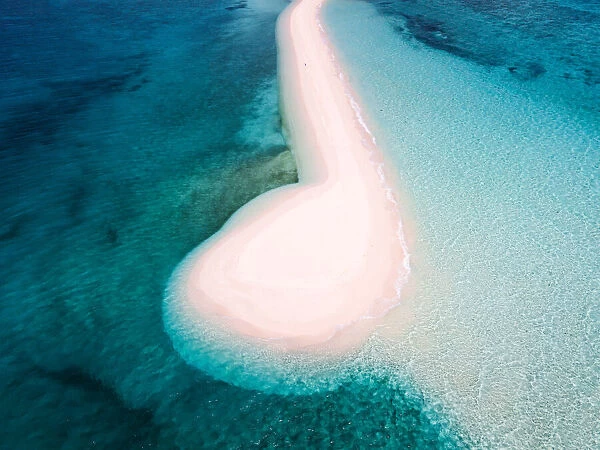 Aerial view of sandbar and blue sea, Leyte, Philippines
