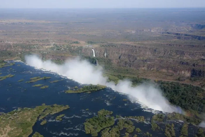 Framed Print : Aerial view, smoke cloud at Victoria Falls, Livingstone, Zambia Framed Print : Aerial view, smoke cloud at Victoria Falls, Livingstone, Zambia