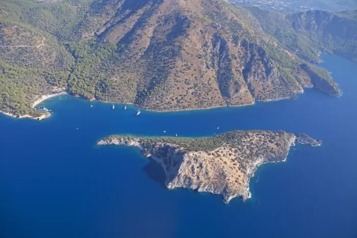 Framed Print : Aerial view, St. Nicholas Island near Fethiye, Turkish Aegean, Turkey, Asia Framed Print : Aerial view, St. Nicholas Island near Fethiye, Turkish Aegean, Turkey, Asia