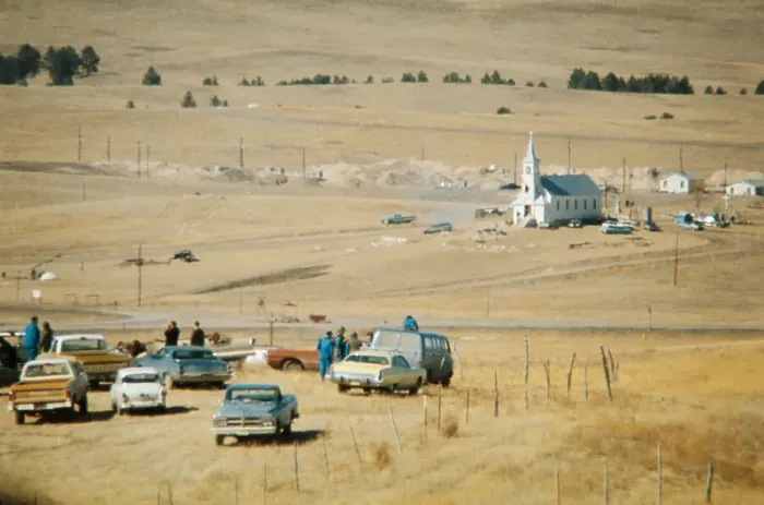 Framed Print : Aerial View of Standoff at Wounded Knee