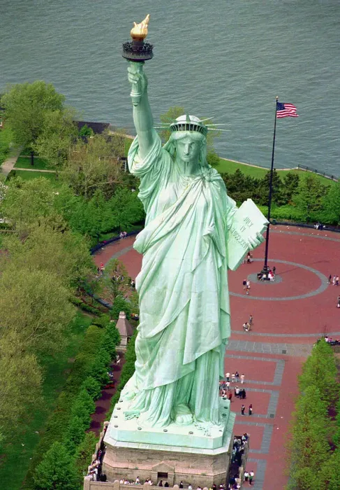 Framed Print : Aerial View of the Statue of Liberty and Grounds Below Framed Print : Aerial View of the Statue of Liberty and Grounds Below