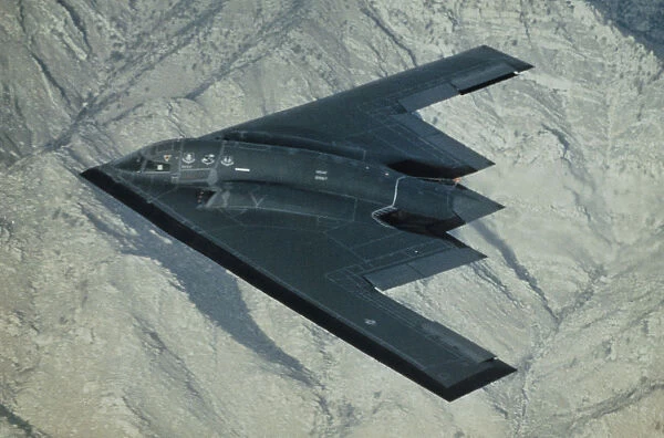 Aerial View of a Stealth Bomber in Flight