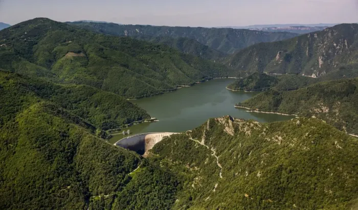 Framed Print : Aerial view, Susqueda Reservoir, Panta de Susqueda, Catalonia, Spain Framed Print : Aerial view, Susqueda Reservoir, Panta de Susqueda, Catalonia, Spain