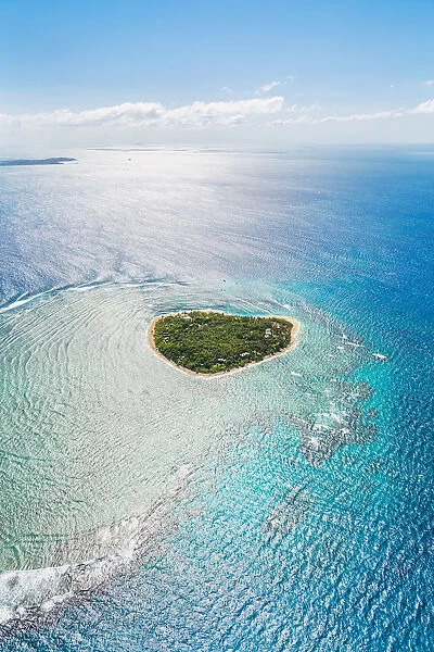 Aerial view of Tavarua, heart shaped island, Mamanucas, Fiji