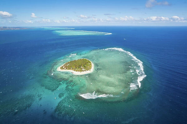 Aerial view of Tavarua island, Fiji
