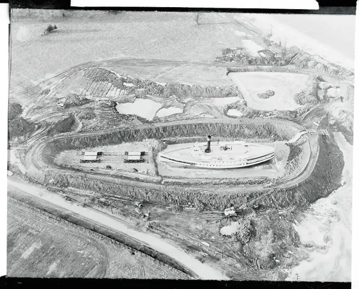 Framed Print : Aerial View of the Ticonderoga in Dry Dock