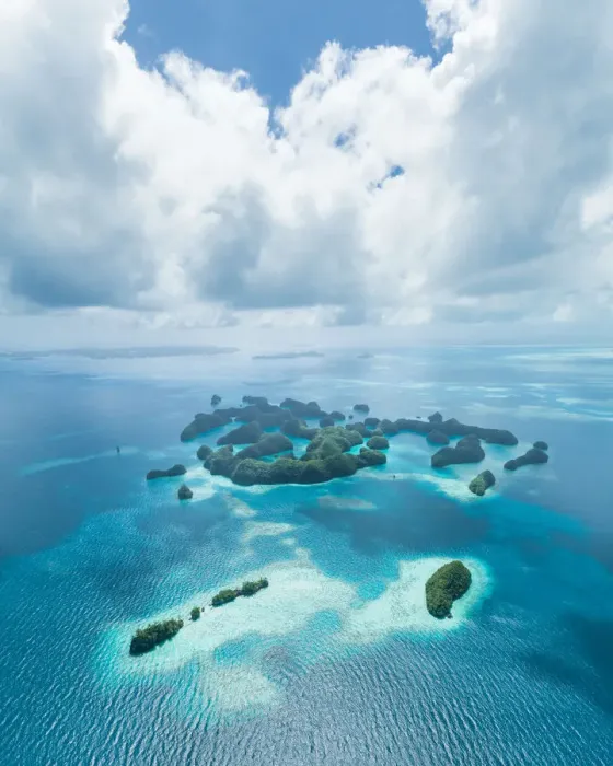 Framed Print : Aerial view of tropical paradise islands, Palau Framed Print : Aerial view of tropical paradise islands, Palau