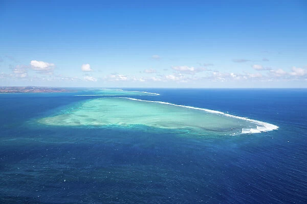 Aerial view of tropical sea and reef, Fiji