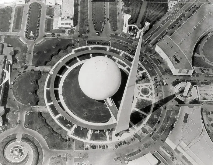 Framed Print : Aerial View of Trylon and Perisphere