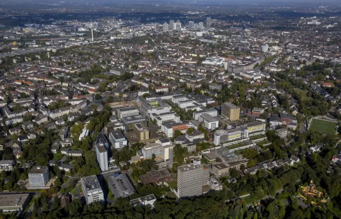 Framed Print : Aerial view, University Hospital Essen, Essen, Ruhr district, North Rhine-Westphalia, Germany Framed Print : Aerial view, University Hospital Essen, Essen, Ruhr district, North Rhine-Westphalia, Germany