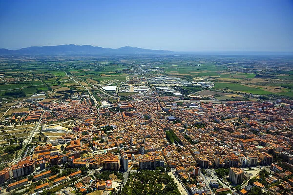 Aerial view, view of the city of Figueres or Figueras, Costa Brava, Catalonia, Spain