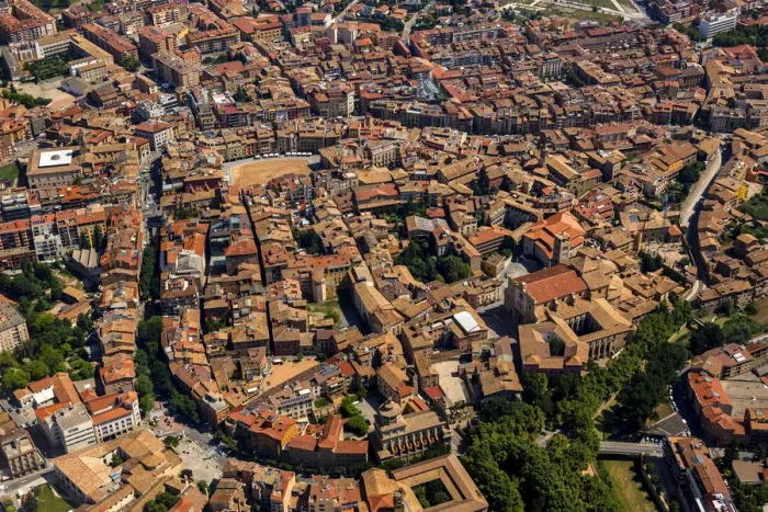 Framed Print : Aerial view, view of the historic centre, Vic, Catalonia, Spain Framed Print : Aerial view, view of the historic centre, Vic, Catalonia, Spain