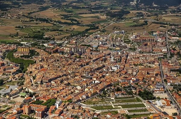 Aerial view, view of the town of Vic, Catalonia, Spain