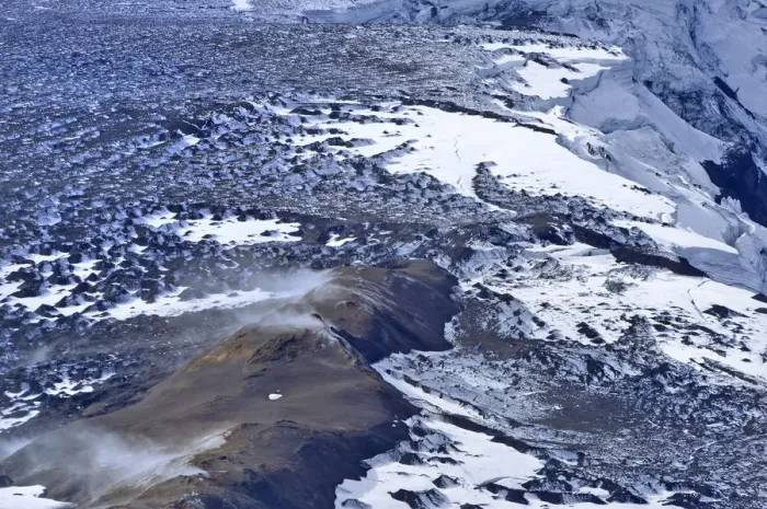 Framed Print : Aerial view of the volcanic region of Grimsvoetn in Vatnajoekull or Vatna Glacier, Southern Region, Iceland Framed Print : Aerial view of the volcanic region of Grimsvoetn in Vatnajoekull or Vatna Glacier, Southern Region, Iceland