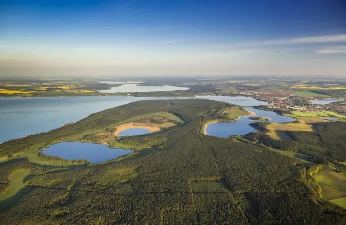 Framed Print : Aerial view, Waren National Park, Waren, Mecklenburg Lake District or Mecklenburg Lakeland, Mecklenburg-Western Pomerania, Germany