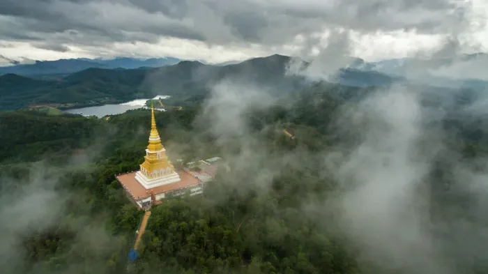 Framed Print : Aerial view at Wat Prachaoluang Chiangrai, Thailand