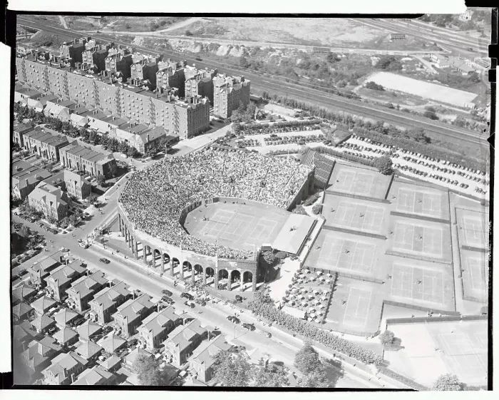 Framed Print : Aerial View of West Side Stadium in Forest Hills Framed Print : Aerial View of West Side Stadium in Forest Hills