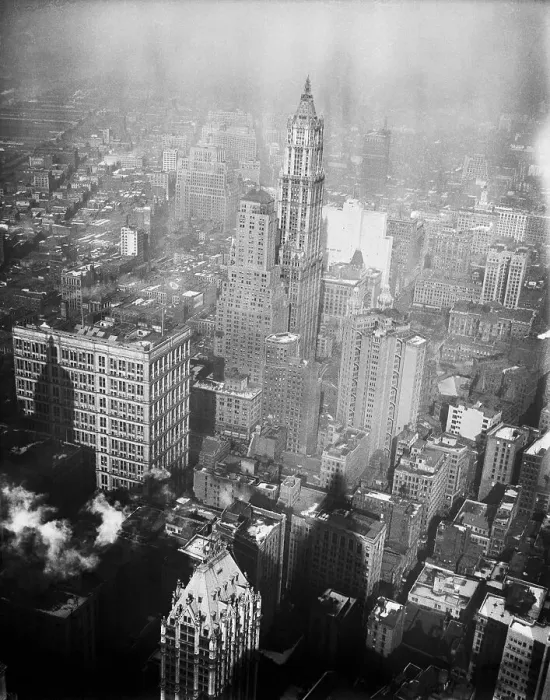 Framed Print : Aerial View of the Woolworth Building in Manhattan Framed Print : Aerial View of the Woolworth Building in Manhattan