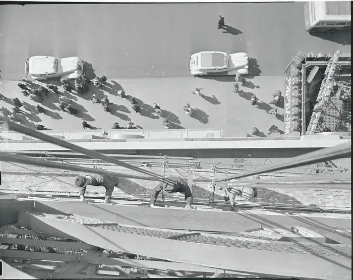 Framed Print : Aerial View of Workers on Broadway Street Framed Print : Aerial View of Workers on Broadway Street
