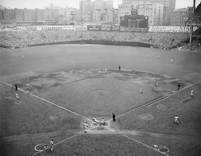 Framed Print : Aerial View Of Yankee Stadium With Game