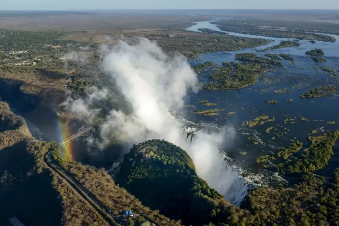 Framed Print : Aerial view of Zambezi River and Victoria Falls. Livingstone. Zambia Framed Print : Aerial view of Zambezi River and Victoria Falls. Livingstone. Zambia