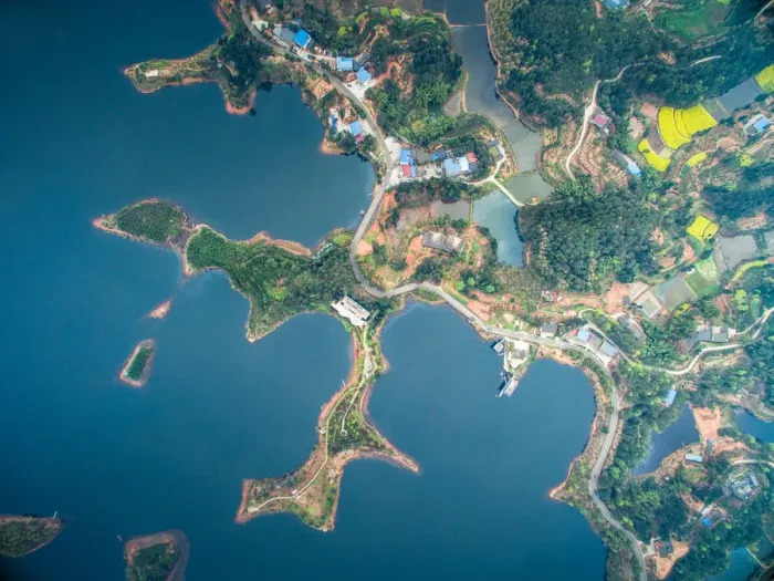 Framed Print : Aero photo of the Black Dragons lake in Sichuan Province, China Framed Print : Aero photo of the Black Dragons lake in Sichuan Province, China