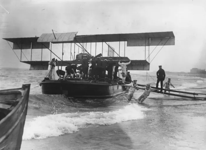 Framed Print : Aeroplane On Barge Framed Print : Aeroplane On Barge