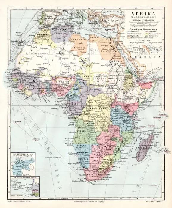 Framed Print : Africa political map 1895 Framed Print : Africa political map 1895
