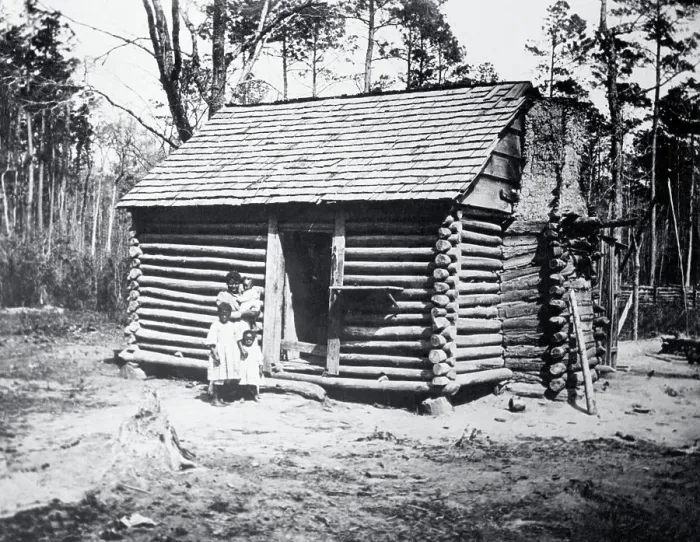 Framed Print : African American Family In Front of Log Cabin Framed Print : African American Family In Front of Log Cabin