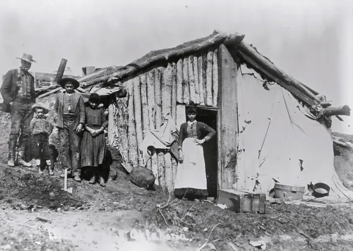 Framed Print : African American Family and Log Cabin Framed Print : African American Family and Log Cabin