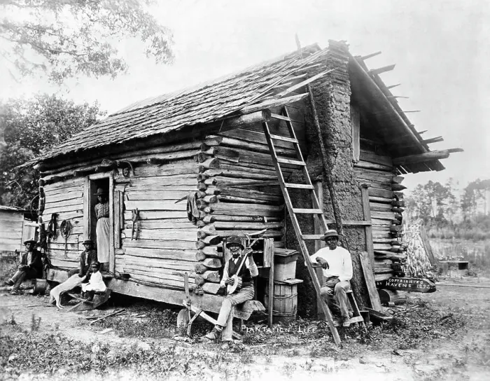 Framed Print : African American Family Outside Cottage Framed Print : African American Family Outside Cottage