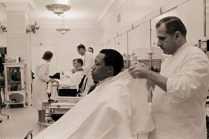 Framed Print : African American Man Gets Haircut Framed Print : African American Man Gets Haircut