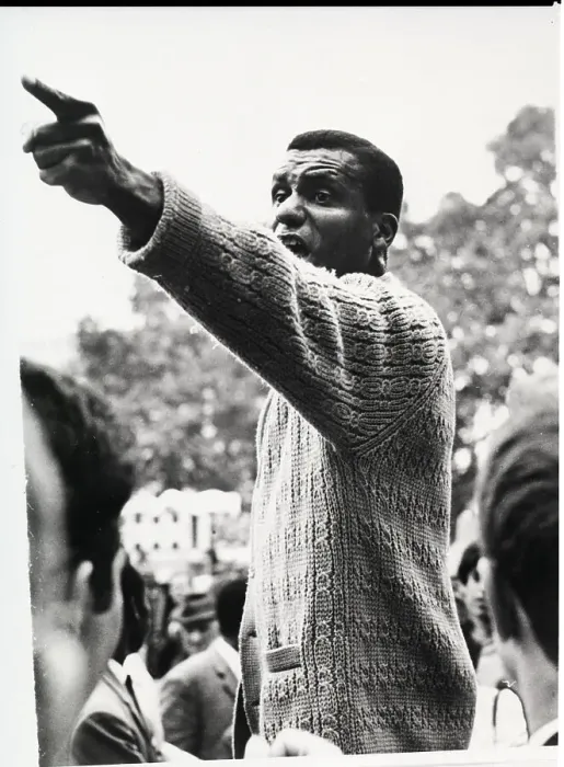 Framed Print : African American Man Points and Speaks