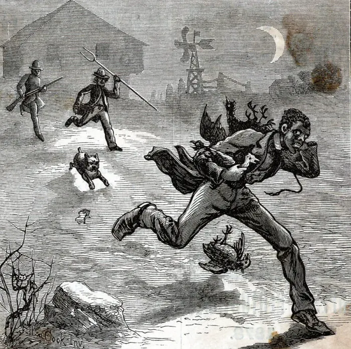 Framed Print : African American Man Running From Whites