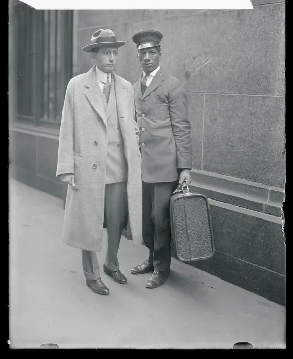 Framed Print : African American Railroad Porter Posing Next to Will Hays Framed Print : African American Railroad Porter Posing Next to Will Hays