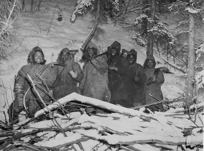 Framed Print : African American Soldiers Cutting Wood During World War II Framed Print : African American Soldiers Cutting Wood During World War II