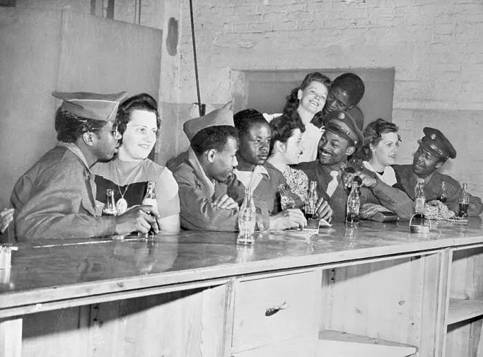 Framed Print : African American Soldiers in Restaurant in Germany Framed Print : African American Soldiers in Restaurant in Germany