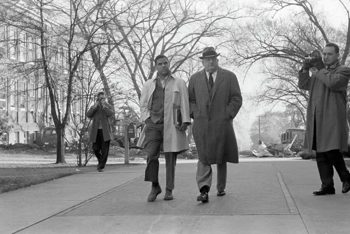 Framed Print : African American Student Walking with University Dean Framed Print : African American Student Walking with University Dean