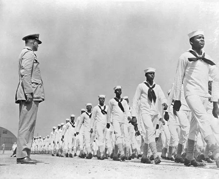 Framed Print : African American Troops Pass Before Officer Framed Print : African American Troops Pass Before Officer