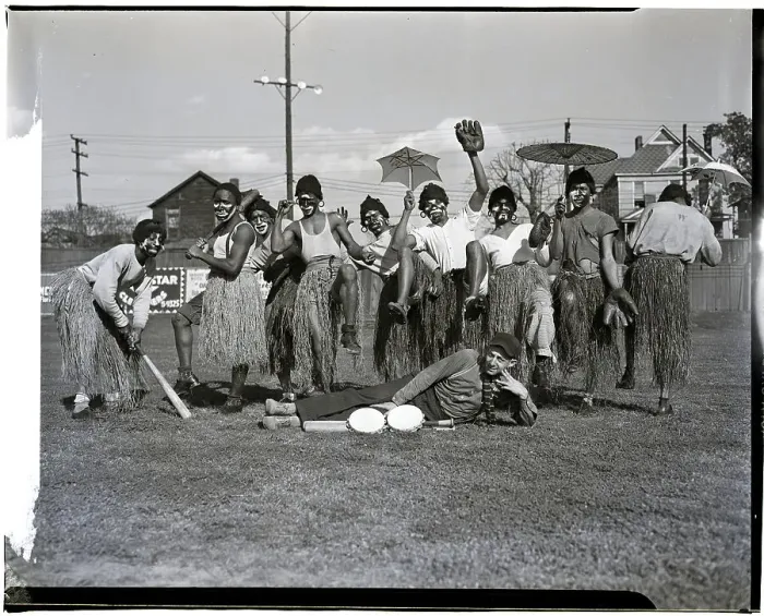 Framed Print : African Clowns Baseball Team in Costume Framed Print : African Clowns Baseball Team in Costume