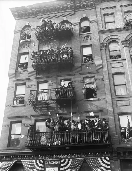 Framed Print : African Am People On Fire Escapes;Parade Framed Print : African Am People On Fire Escapes;Parade